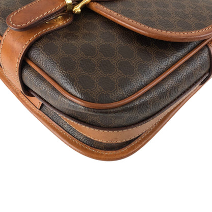 CELINE Macadam Blason Front Buckle Shoulder bag Brown Vintage kkjgdk