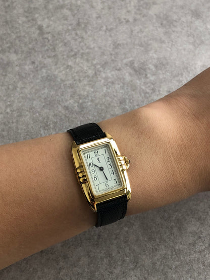 Yves Saint Laurent YSL Logo Watch Black×Gold Vintage 6utuhp