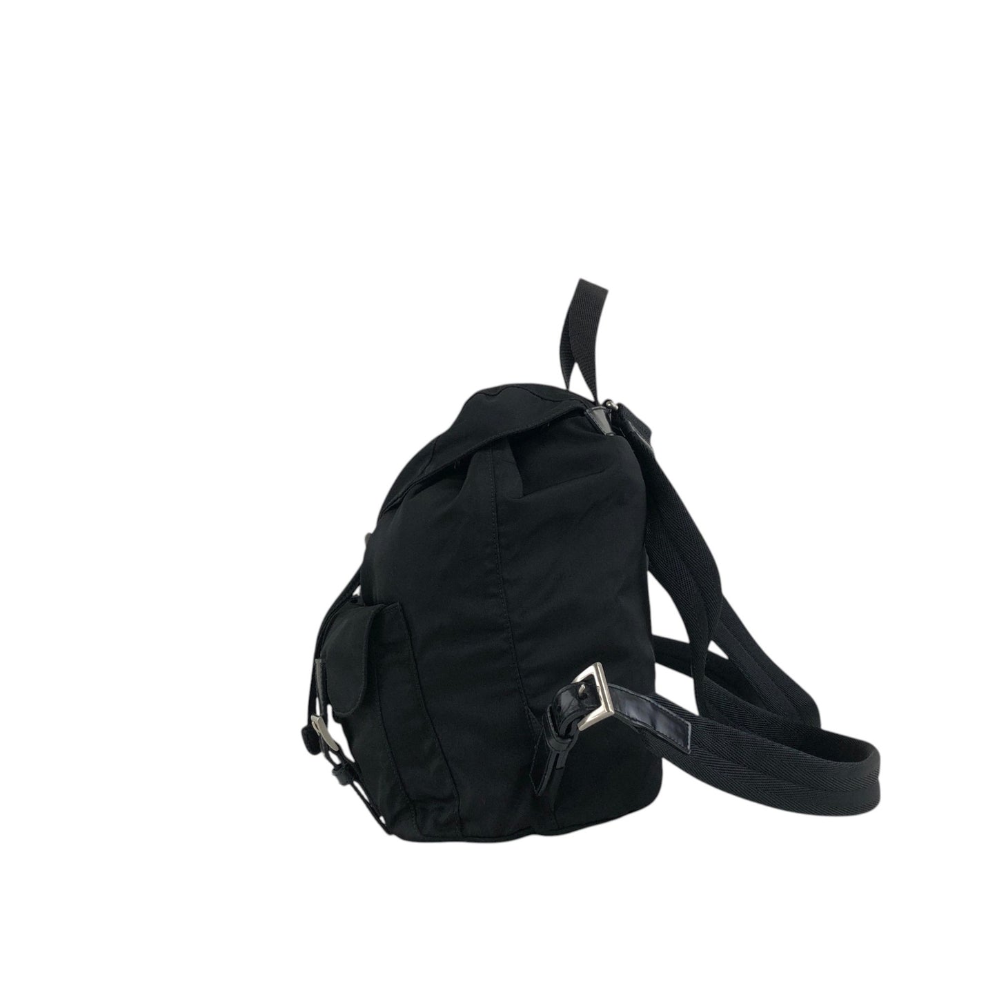 PRADA Tessuto Triangle Logo Double Pocket Backpack Black Vintage rikdef