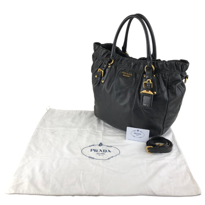 PRADA Logo Two-way Handbag Shoulder bag Black Vintage t5sy7s