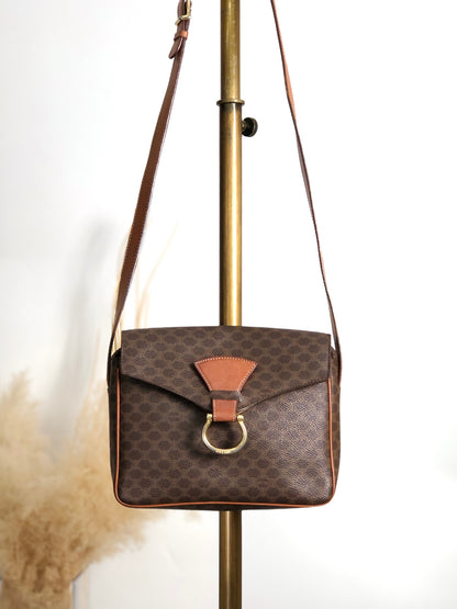 CELINE Macadam Horseshoe Shoulder bag Brown Vintage uuau5i