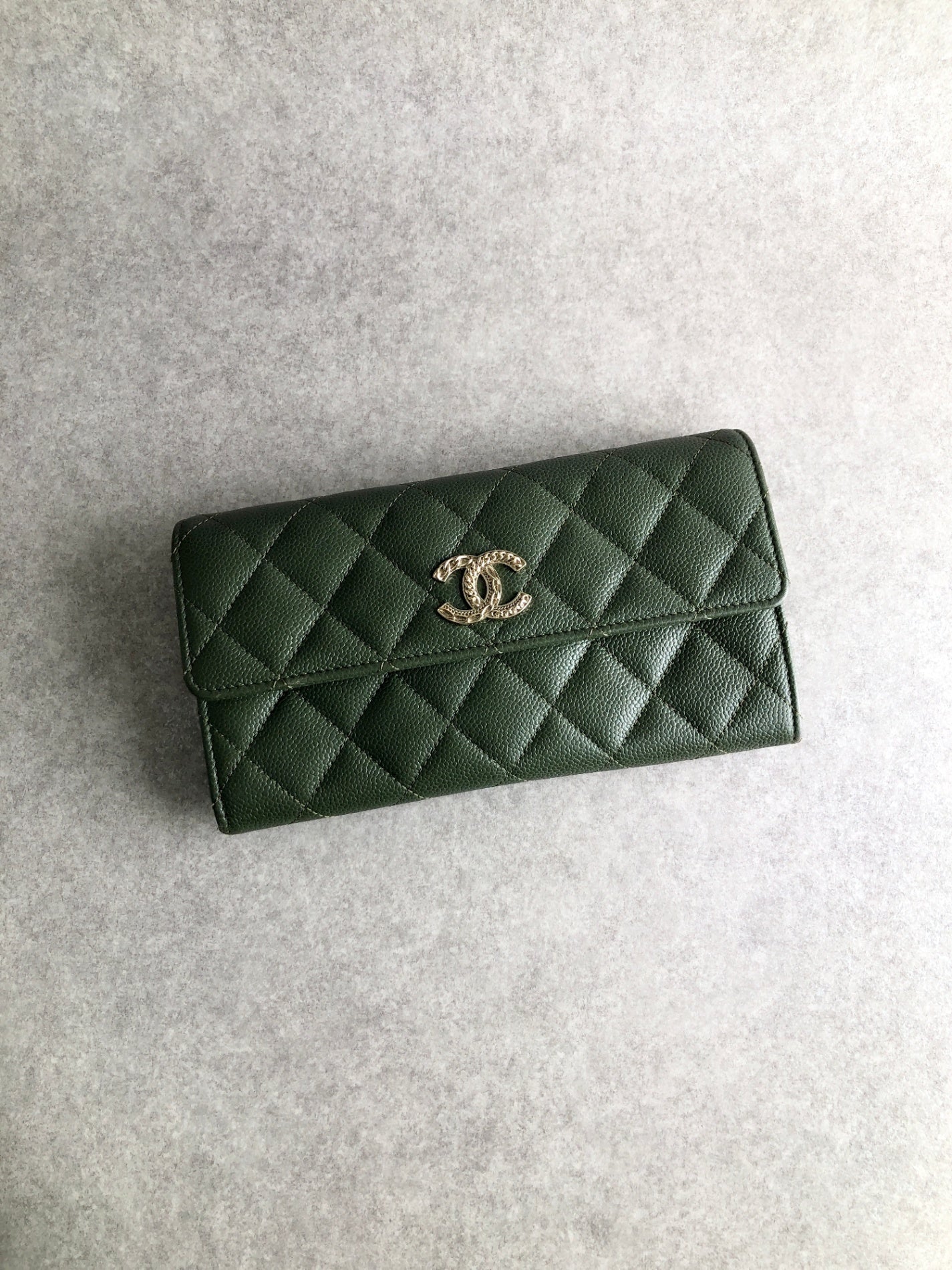 CHANEL Matelasse 長版錢包 卡其色 復古 mtrgcg