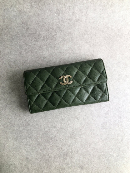 CHANEL Matelasse 長版錢包 卡其色 復古 mtrgcg