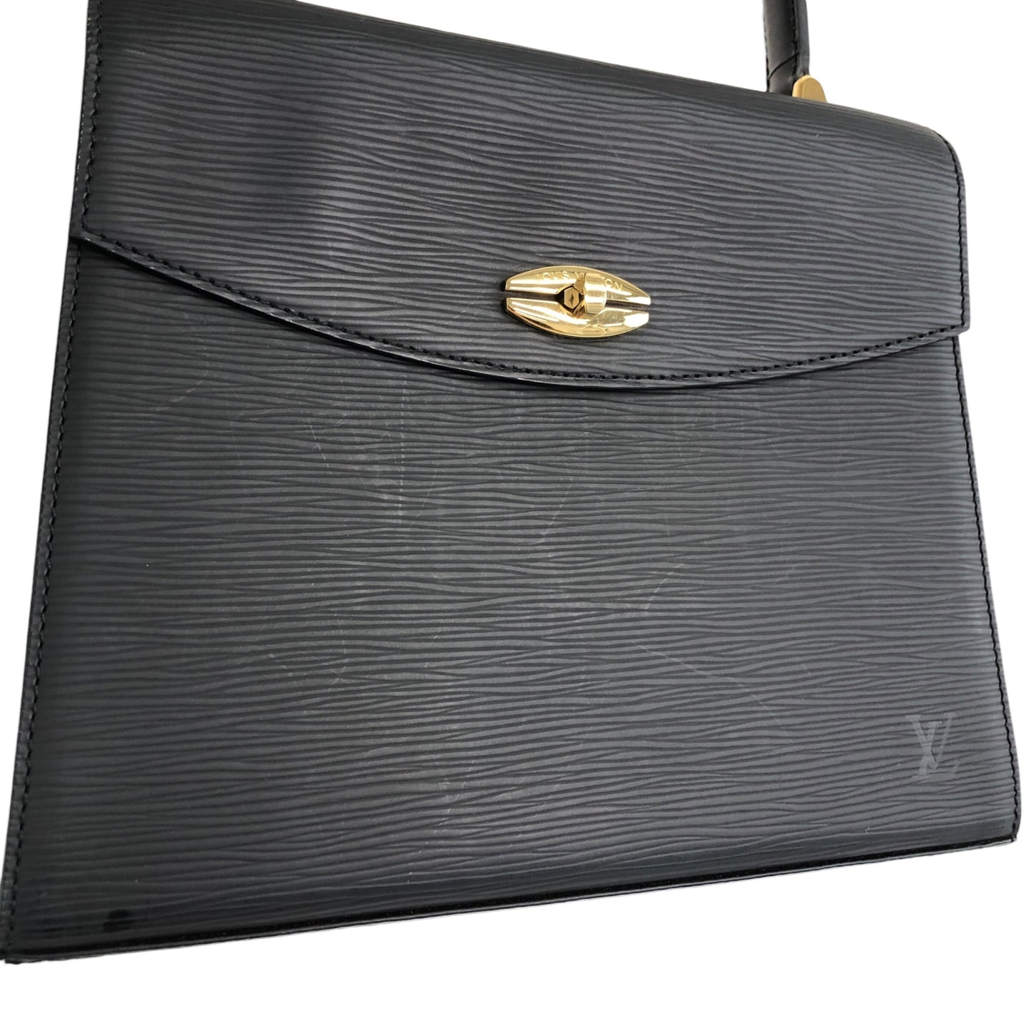 LOUIS VUITTON Epi Turn Lock Handbag Black Vintage u8cniv