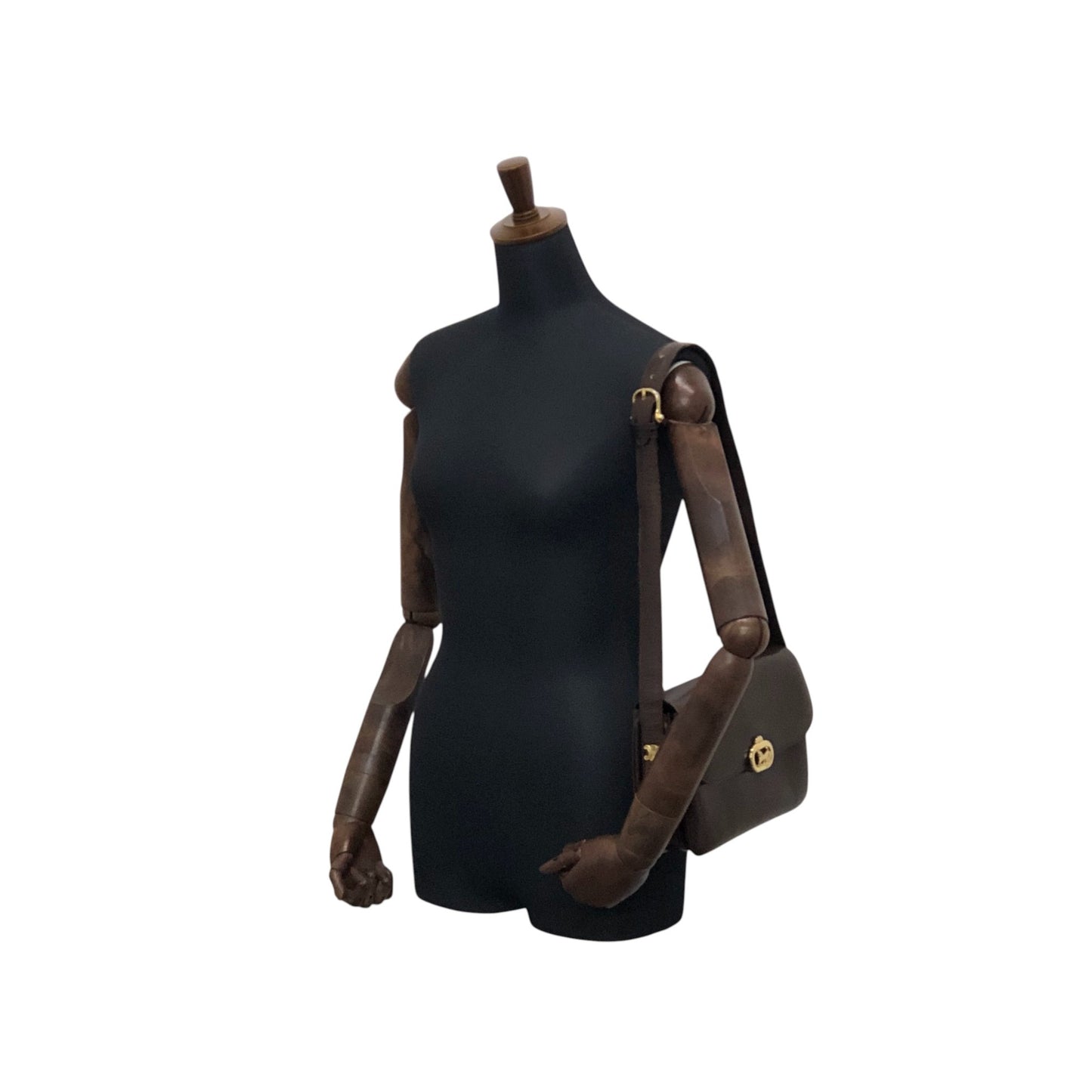 CELINE Triomphe Horse Carriage Shoulder bag Brown Vintage thyd2h