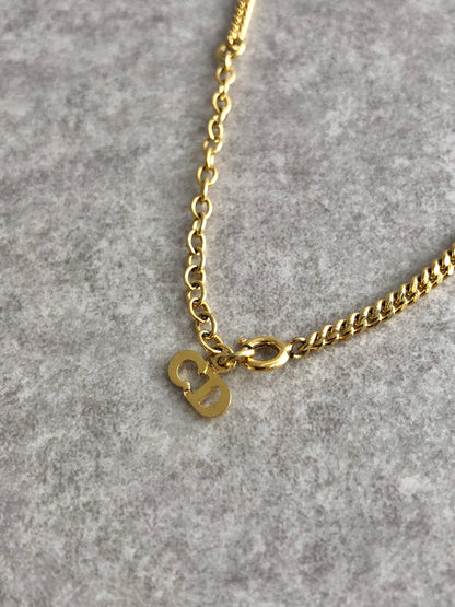 Christian Dior Logo Motif Necklace Gold Vintage t2hpp4