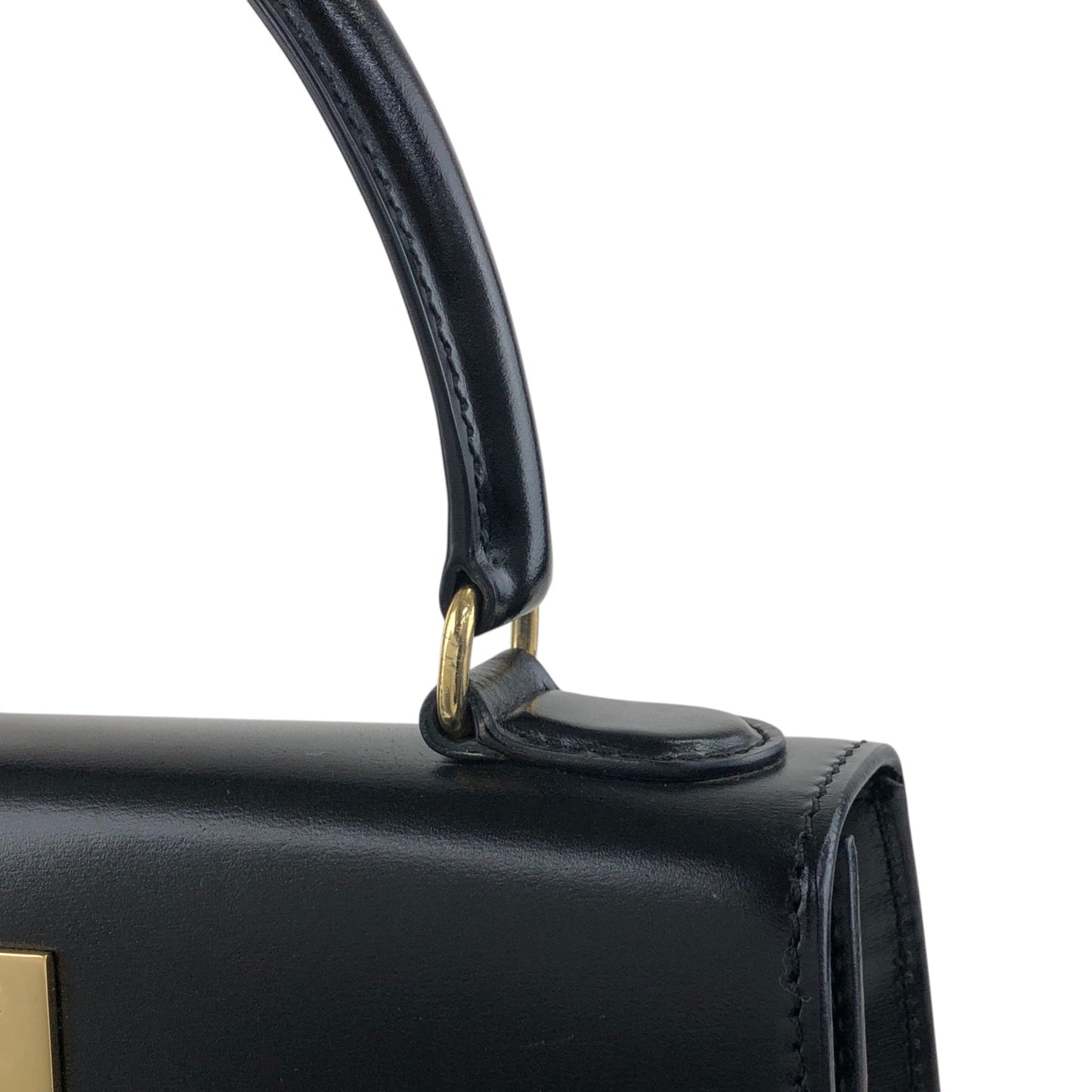 CELINE Gancini Two-way Handbag Shoulder bag Black Vintage r5552p