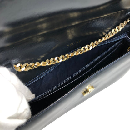 CELINE Triomphe Chain Shoulder bag Black Vintage thnjzk