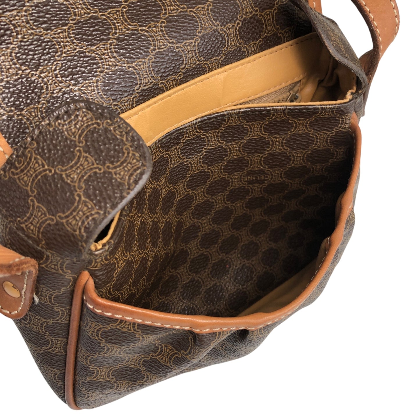 CELINE Macadam Blason Front Buckle Shoulder bag Brown Vintage nunsei