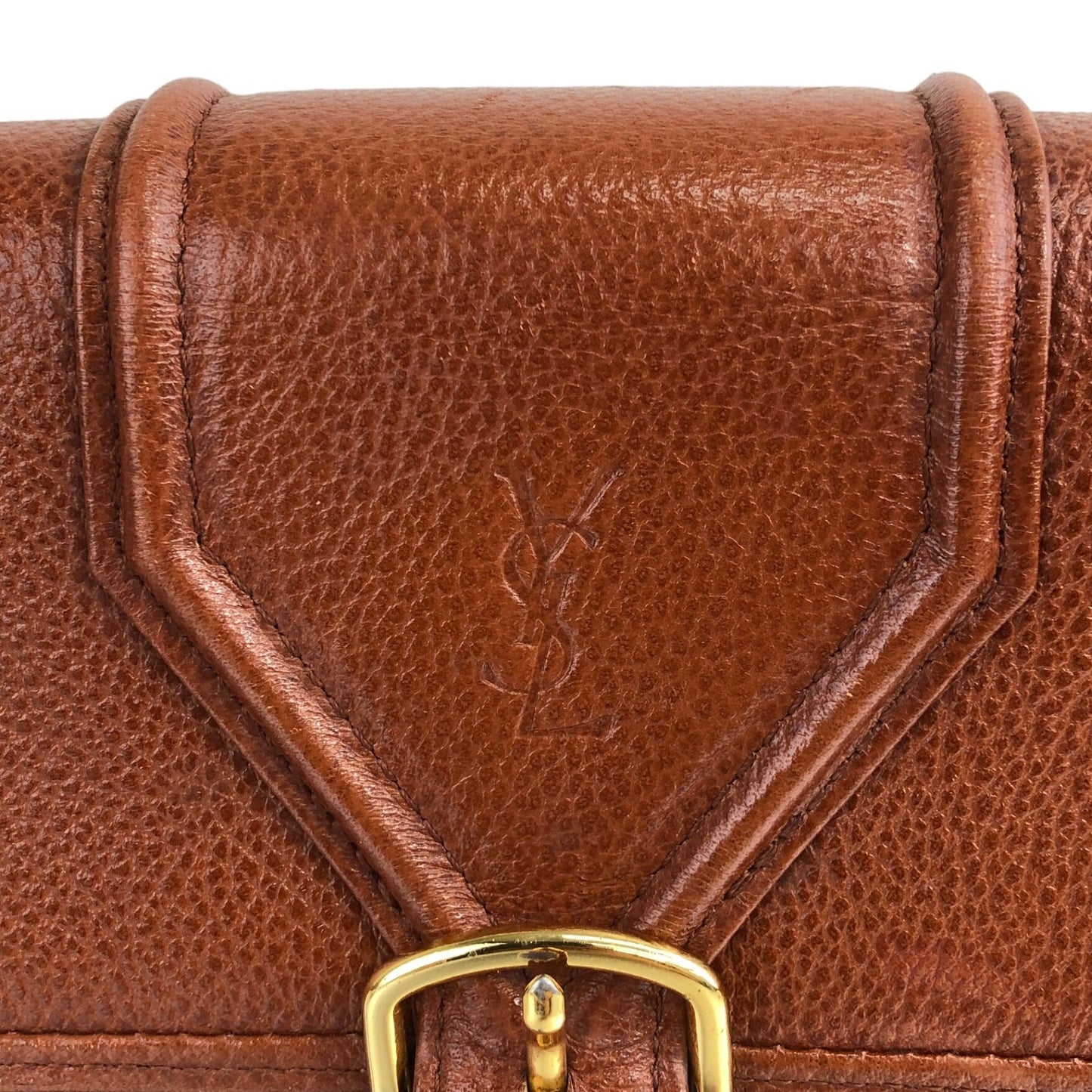 Yves Saint Laurent YSL Logo Shoulder bag Brown Vintage 37wpjw