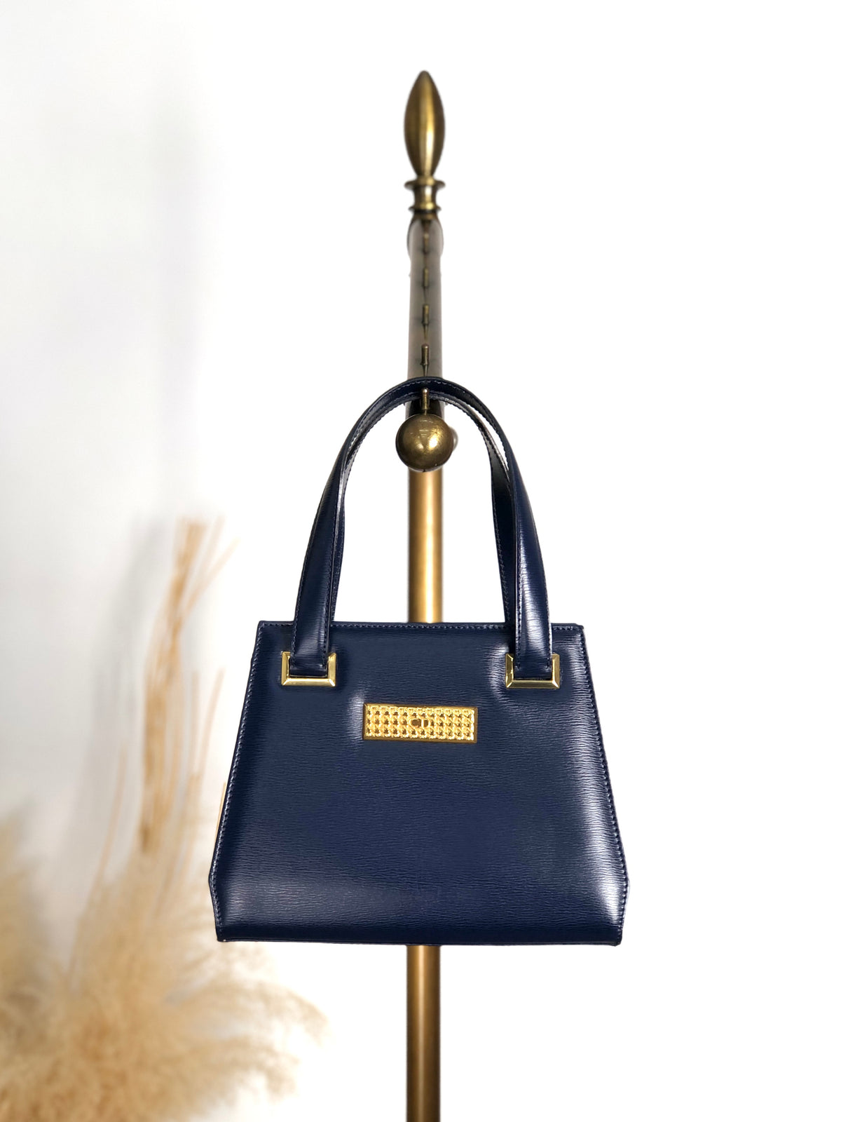 Christian Dior Logo Handbag Navy Vintage tx5uyv