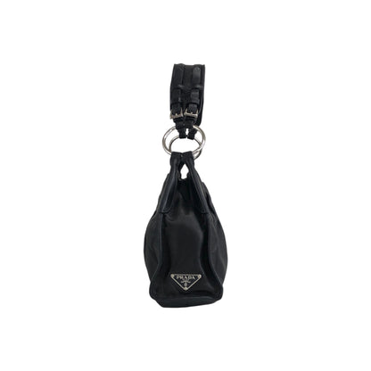 PRADA 三角形標誌單肩包 Hobobag 黑色復古 bs6gm7