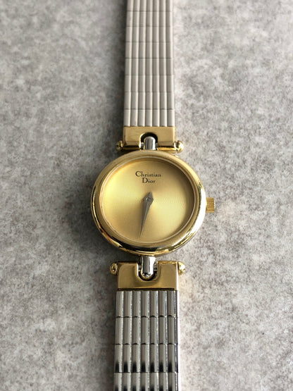 Christian Dior Logo Watch Silver×Gold Vintage pmuyyi