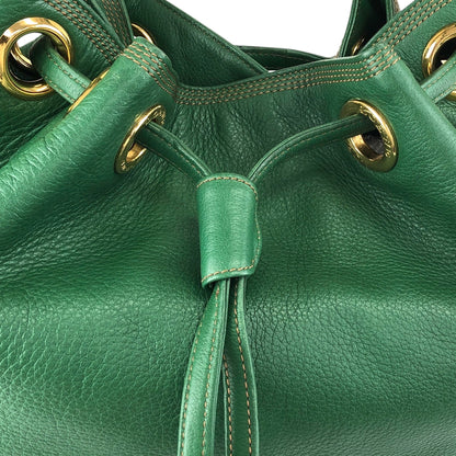 LOEWE Anagram Drawstring Shoulder bag Green Vintage 4p76em