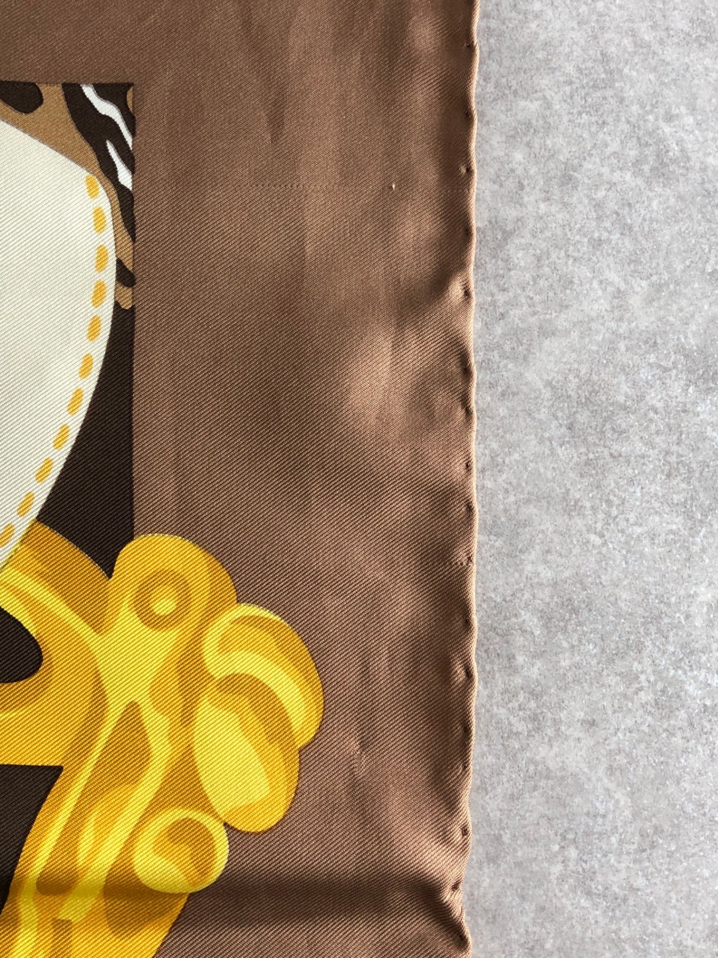 CELINE Silk Scarf Brown×Gold Vintage rj3cgj