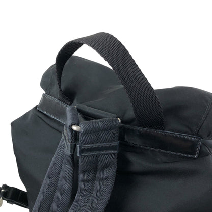 PRADA Tessuto Triangle Logo Front Buckle Backpack Black Vintage f788mi