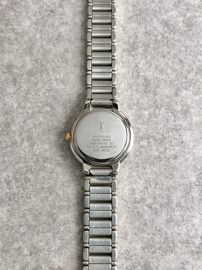Yves Saint Laurent YSL Logo Quartz Watch Silver×Gold 5420-F45413 Vintage m3ywcg