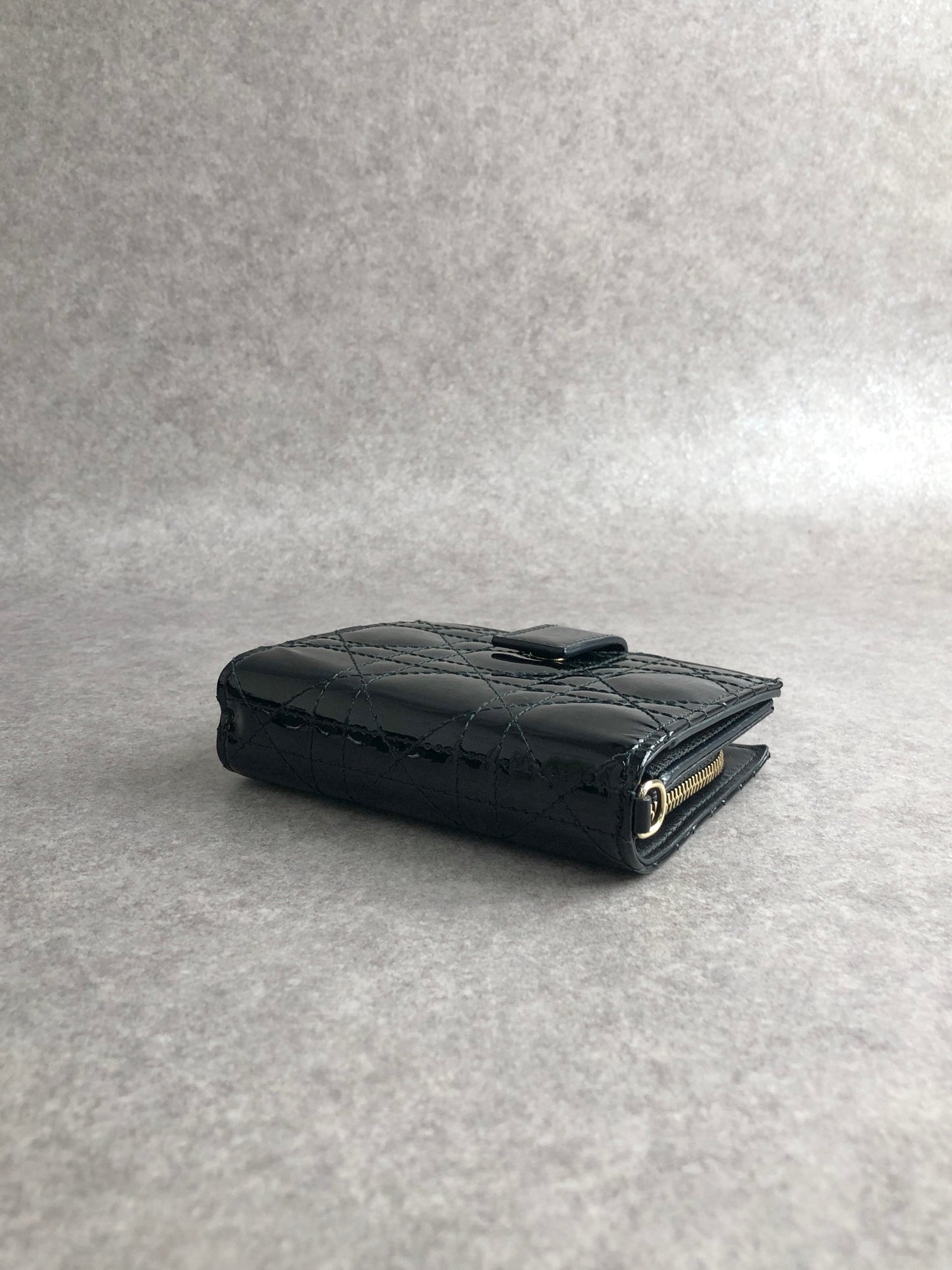 Christian Dior Cannage Folded Wallet Black Vintage m435au