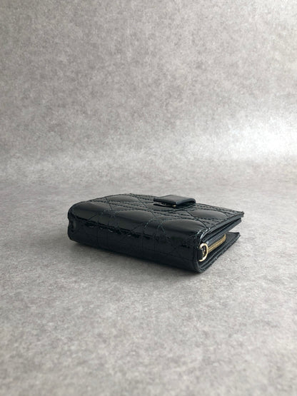 Christian Dior Cannage Folded Wallet Black Vintage m435au
