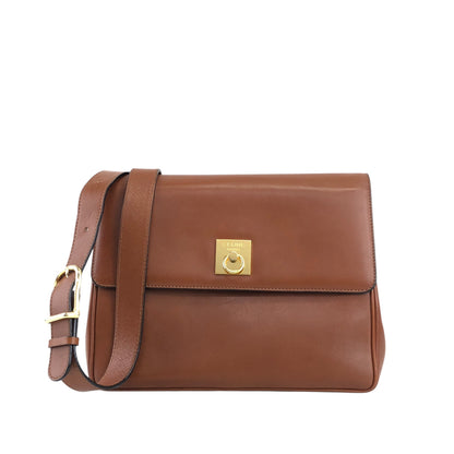 CELINE Gancini Flap Shoulder bag Brown Vintage jx5pxb