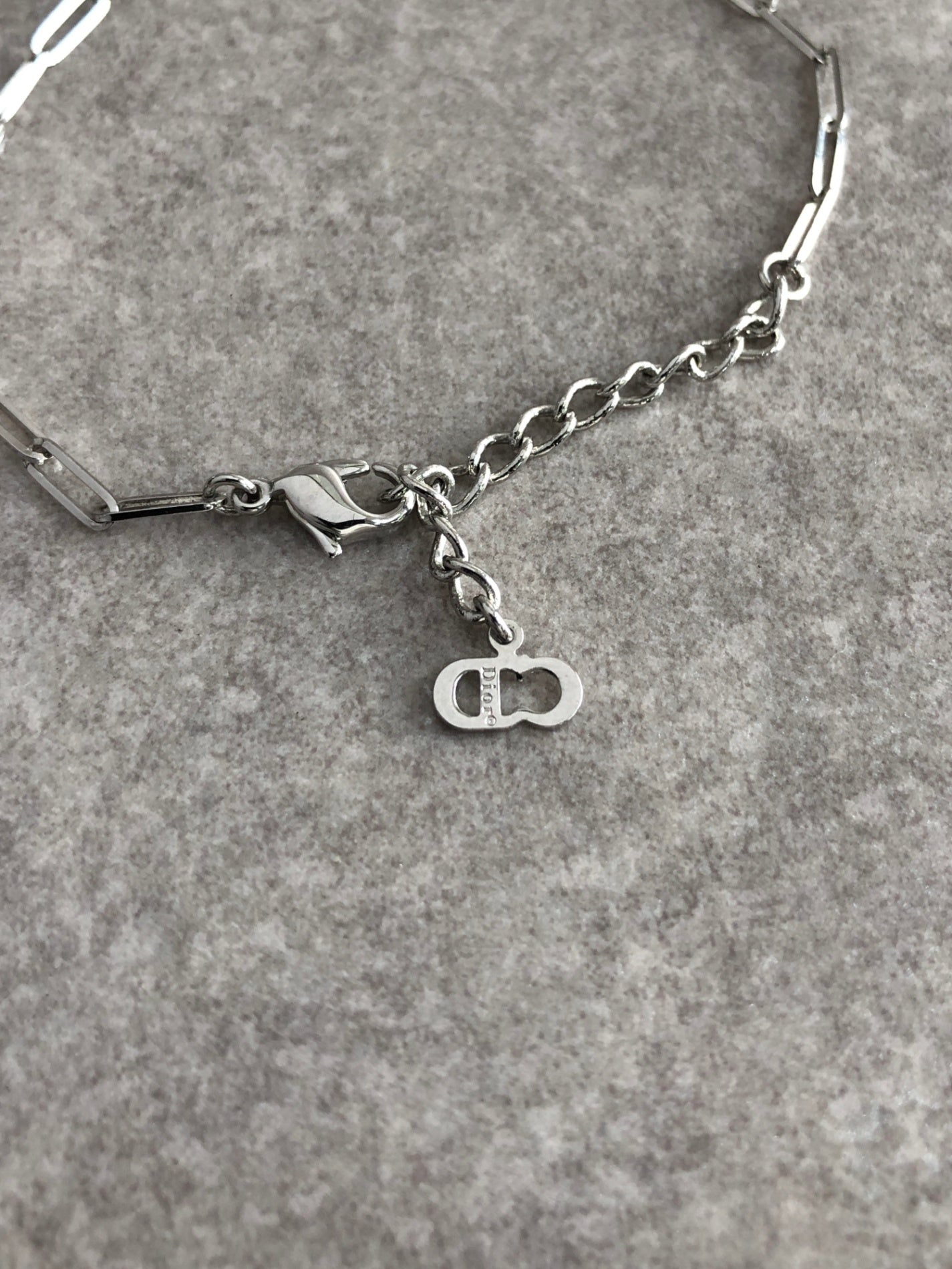 Christian Dior Logo Rhinestone Bracelet Silver Vintage v5ry85