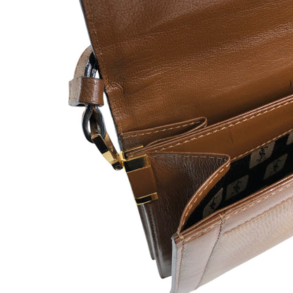 Yves Saint Laurent YSL Logo Handbag Shoulder bag Brown Vintage 2hmb86