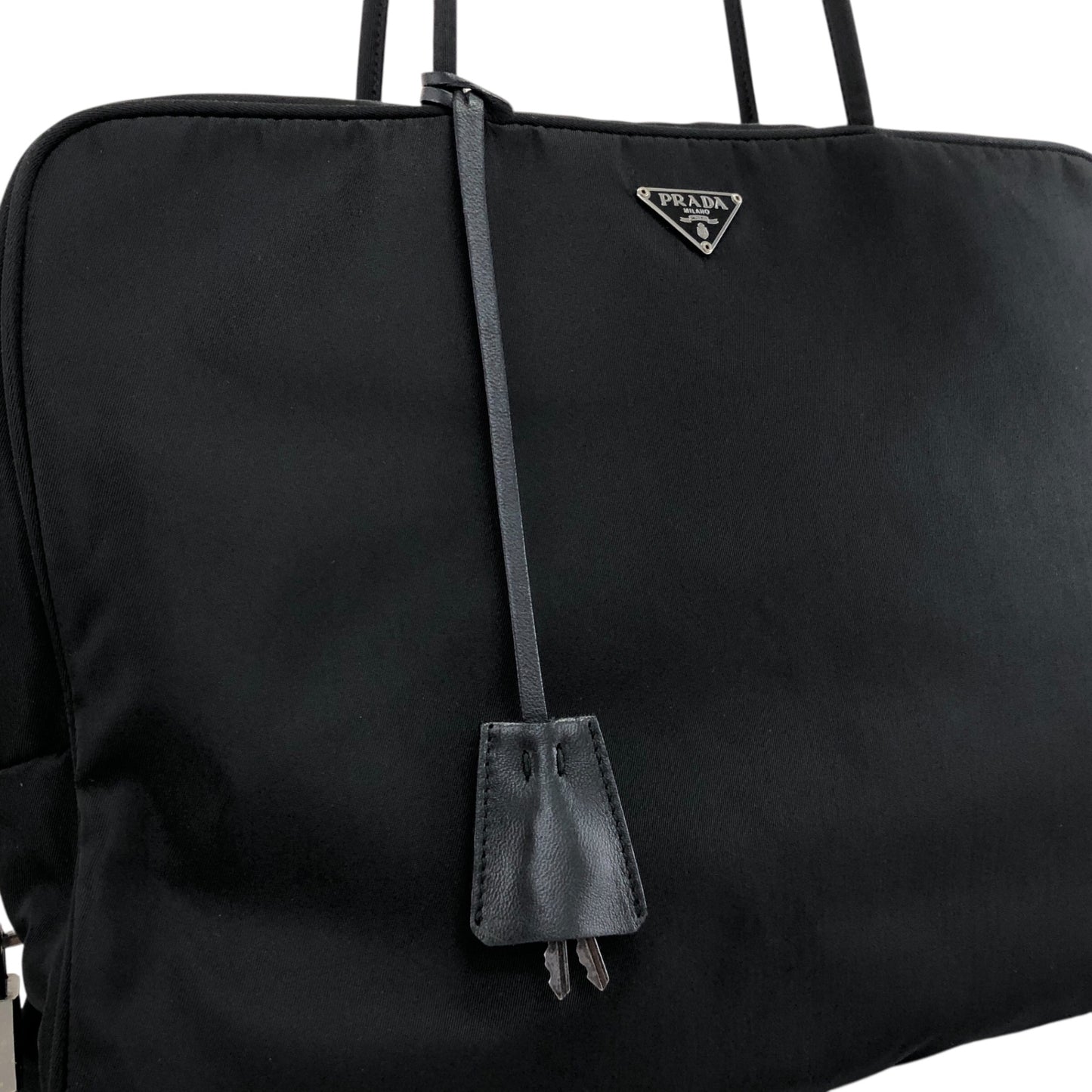 PRADA Triangle Logo Padlock Totebag Black Vintage ggz5as