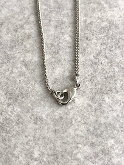 CHANEL Coco Mark Rhinestone Necklace Silver Vintage sd7rmx