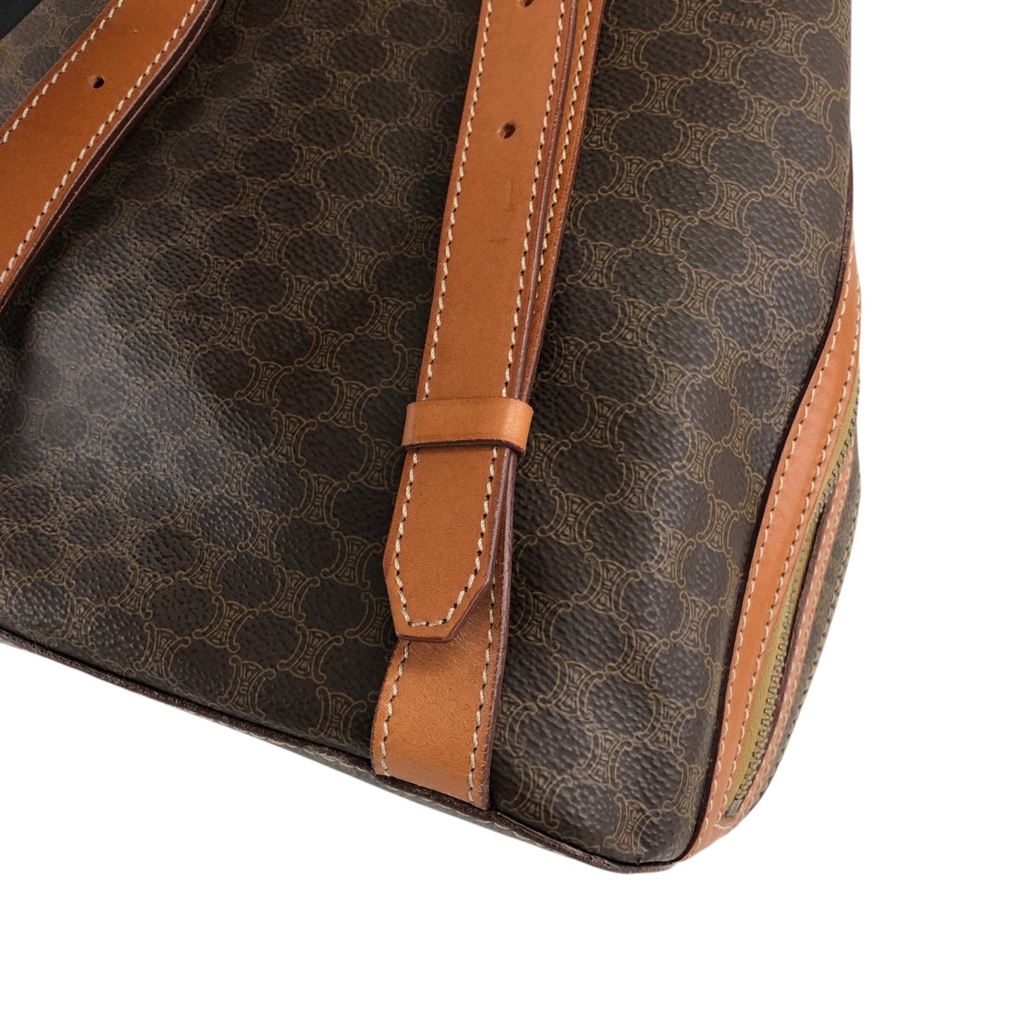 CELINE Macadam Circle Logo Backpack Brown Vintage ckigeh