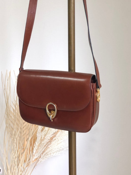 CELINE Metal Closure Shoulder bag Brown Vintage acdkkh