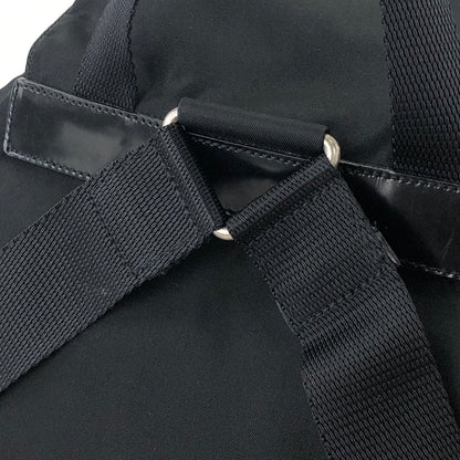 PRADA Triangle Logo Double Pocket Nylon Leather Backpack Black Vintage mkjw48