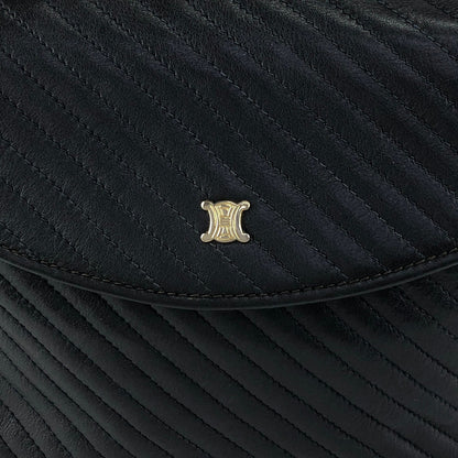 CELINE Blason Bias Stitch Shoulder bag Black Vintage hbufuu