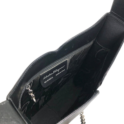 Salvatore Ferragamo Gancini Shoulder bag Hobobag Black Vintage ph7xes