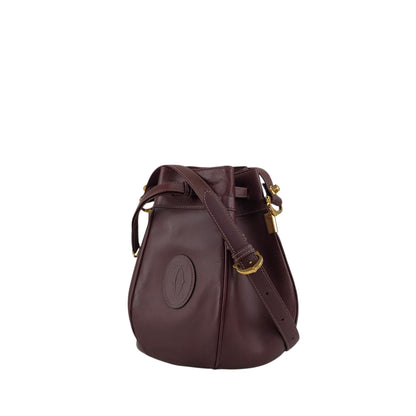 Cartier Logo Embossed Drawstring Shoulder bag Bordeaux Vintage r3iyaj