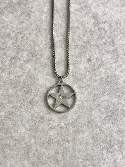 Christian Dior  Star Motif Necklace Silver Vintage 37kear