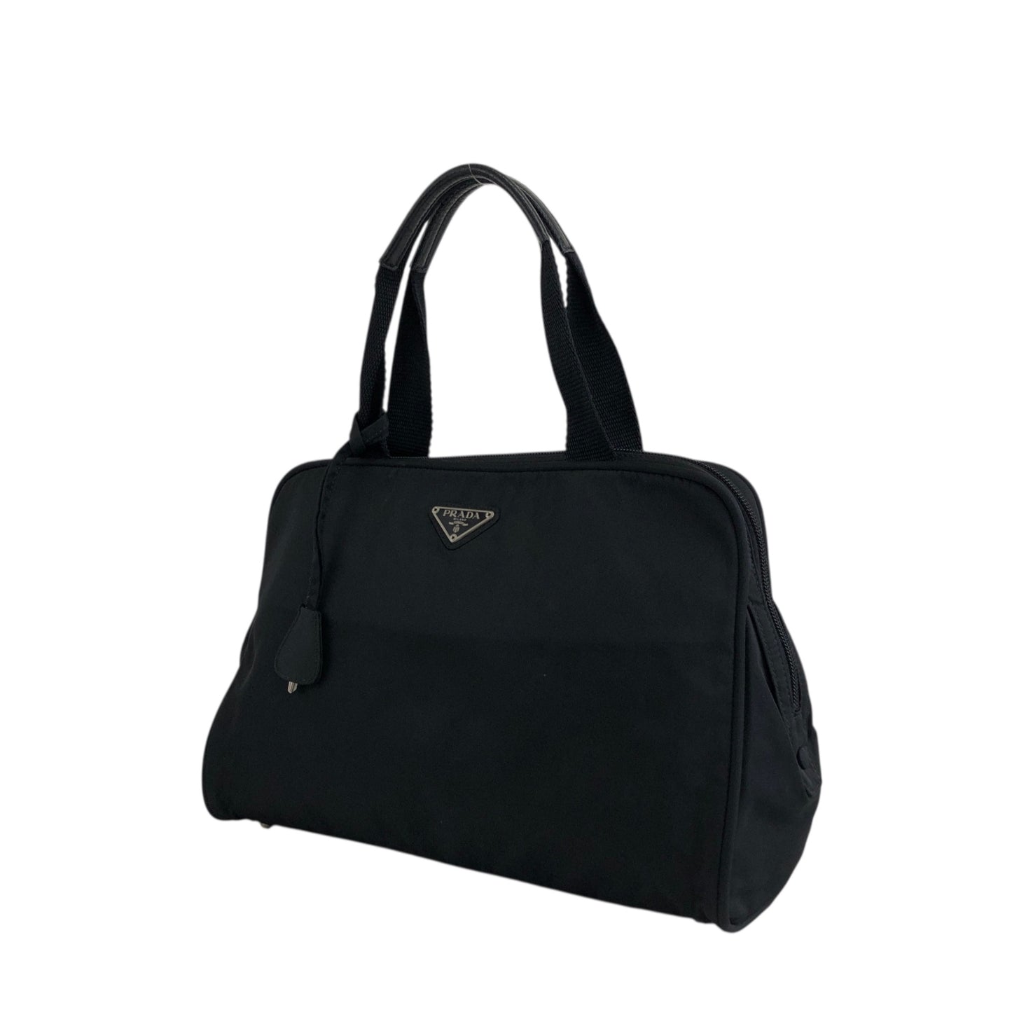 PRADA Triangle Logo Padlock Handbag Black Vintage n4a2rw