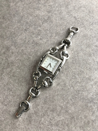 GUCCI Rhinestone Watch Silver Vintage ag4iia
