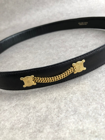 CELINE Triomphe Belt Black Vintage uw4euk