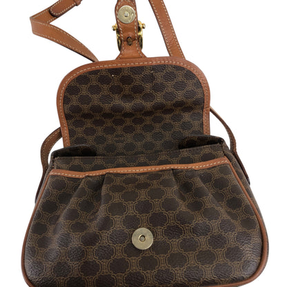 CELINE Macadam Blason Front Buckle Shoulder bag Brown Vintage baktxn