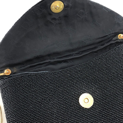 Christian Dior Logo Beads Chain Shoulder bag Black Vintage kxcim5