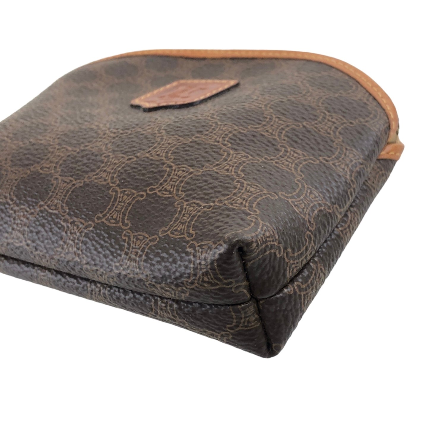 CELINE Macadam Blason  PVC Leather Pouch Brown Vintage  6yn7rb