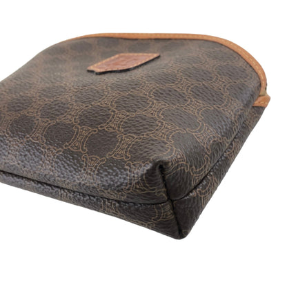 CELINE Macadam Blason  PVC Leather Pouch Brown Vintage  6yn7rb