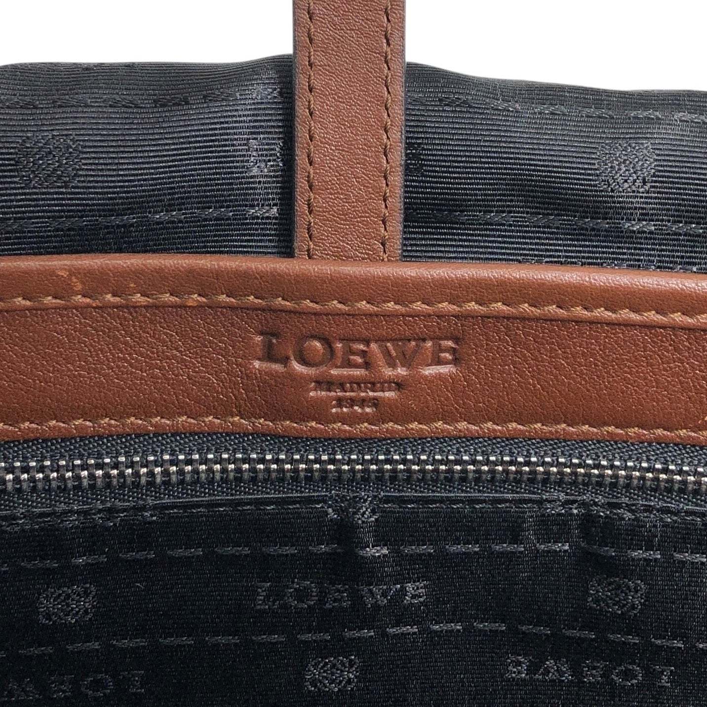 LOEWE Logo Embossed Shoulder bag Brown Vintage 7c7s5w