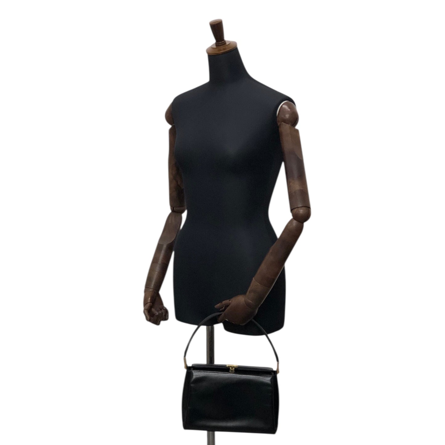 GUCCI Logo Handbag Vanity bag Black Vintage aitdmr