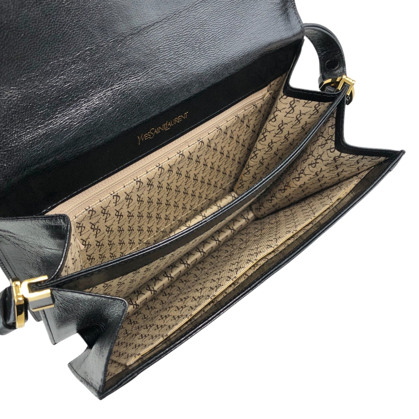 Yves Saint Laurent YSL Logo Shoulder bag Black Vintage mwbp36