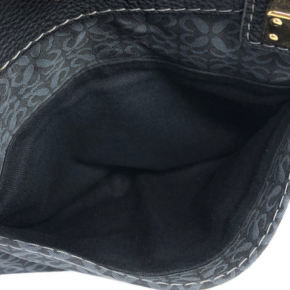LOEWE Anagram 全圖案織物皮革手提包托特包黑色復古 f4cjh3 
