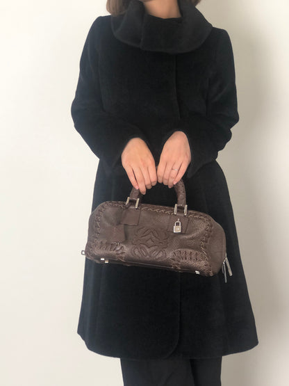 LOEWE Amazona28 Anagram Handbag Boston bag Brown Vintage rd4izx