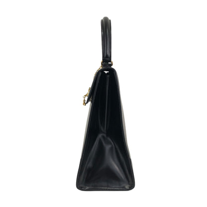 CELINE Gancini Two-way Top Handle Handbag Shoulder bag Black Vintage cjehs7