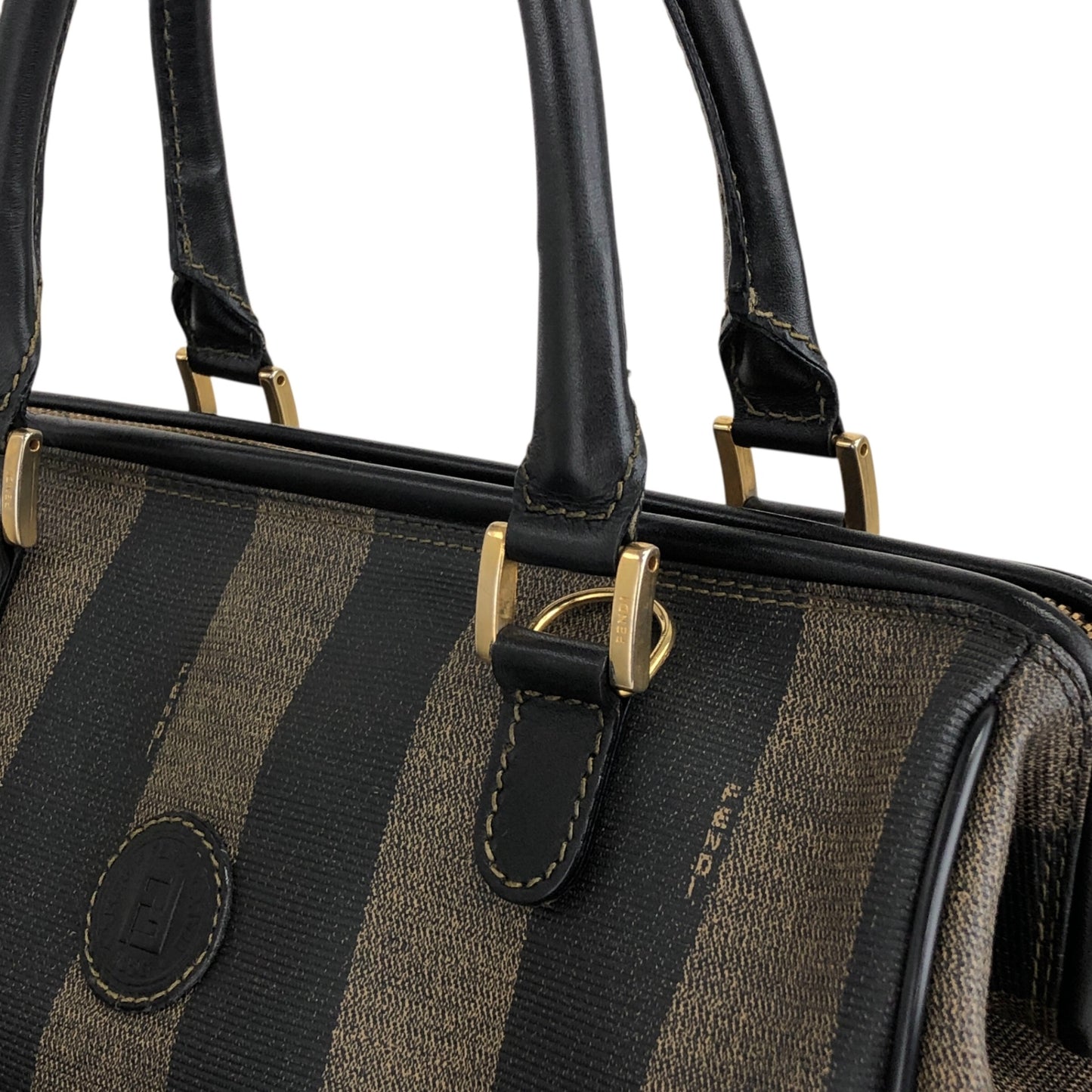 FENDI Logo Two-way Small Boston bag Shoulder bag Black Vintage 7hv23h