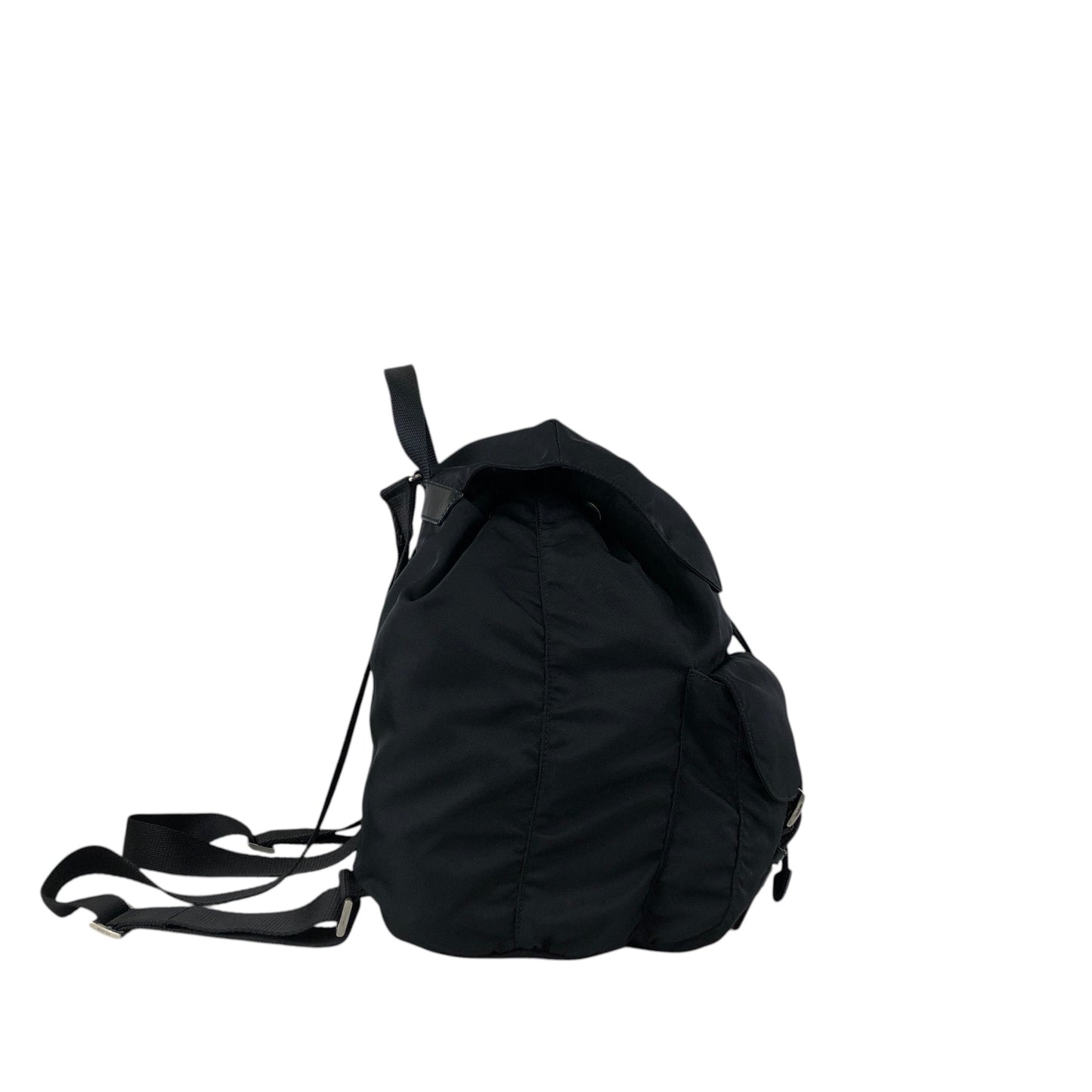 PRADA Tessuto Triangle Logo Double Pocket Backpack Black Vintage scciib